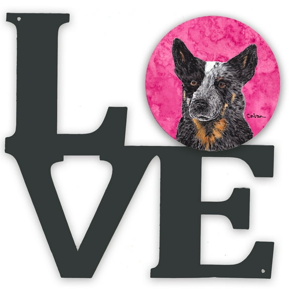 Pink Australian Cattle Dog Metal Wall Artwork LOVE