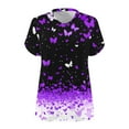 thumbnail image 5 of Oversized T-Shirts for Women Casual V-Neck Printing Short Sleeve T-shirt Summer Loose Breathable Blouses Plus Size Pullover Top Purple 4XL, 5 of 5