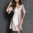 thumbnail image 5 of Bigersell Women's Cocktail Dresses Deals Female V-Neck Short Sleeve Above Knee Sleep Dress Style D-101 Nursing Dress Plus Size Summer Dresses , Pink XL, 5 of 7