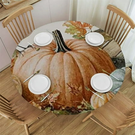 

Sheronv Pumpkins Gourds Bird Round Tablecloth 100% Polyester Fiber Stain-Resistant Washable for Indoor Outdoor Restaurants Weddings Parties 31 -35