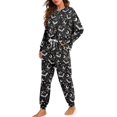 thumbnail image 2 of SCRAWLGOD Halloween Women's 2 Piece Pajama Sets Anti-Wrinkle Lounge Set with Pockets Breathable Comfortable Long Sleeve Tops Long Pants with Elastic Band, Bat Moon Star Spider Web Black, S, 2 of 7
