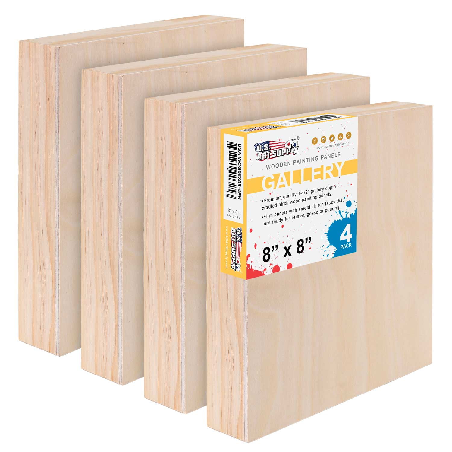 U.S. Art Supply 8" x 8" Birch Wood Paint Pouring Panel Boards, Gallery
