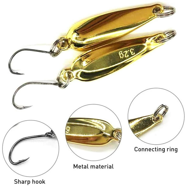 Yangxue002 6pcs Hard Fishing Lures Spoon Lures Gold Silver Metal Fishing Lure With Sharp Hooks Fishing Tackle Lure For Huge Distance Casts And Wild Ac
