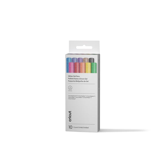 Cricut® Glitter Gel Pen 0.8 mm, Rainbow Sampler (10), .8 mm,Sampler