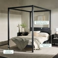thumbnail image 3 of Walker Edison Minimalist Solid Wood Canopy Full Bed, Black, 3 of 14