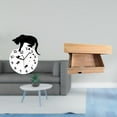 thumbnail image 2 of Reloj de pared con diseño de gato, estante flotante, organizador rústico, moderno, de vidrio y madera, con cajón abatible, adecuado para el hogar, la, 2 of 8