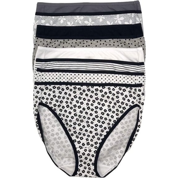 Felina Cotton Modal Hi Cut Panties - Sexy Lingerie Panties for Women - Underwear for Women 8-Pack Large Floral Dots Basic Combo