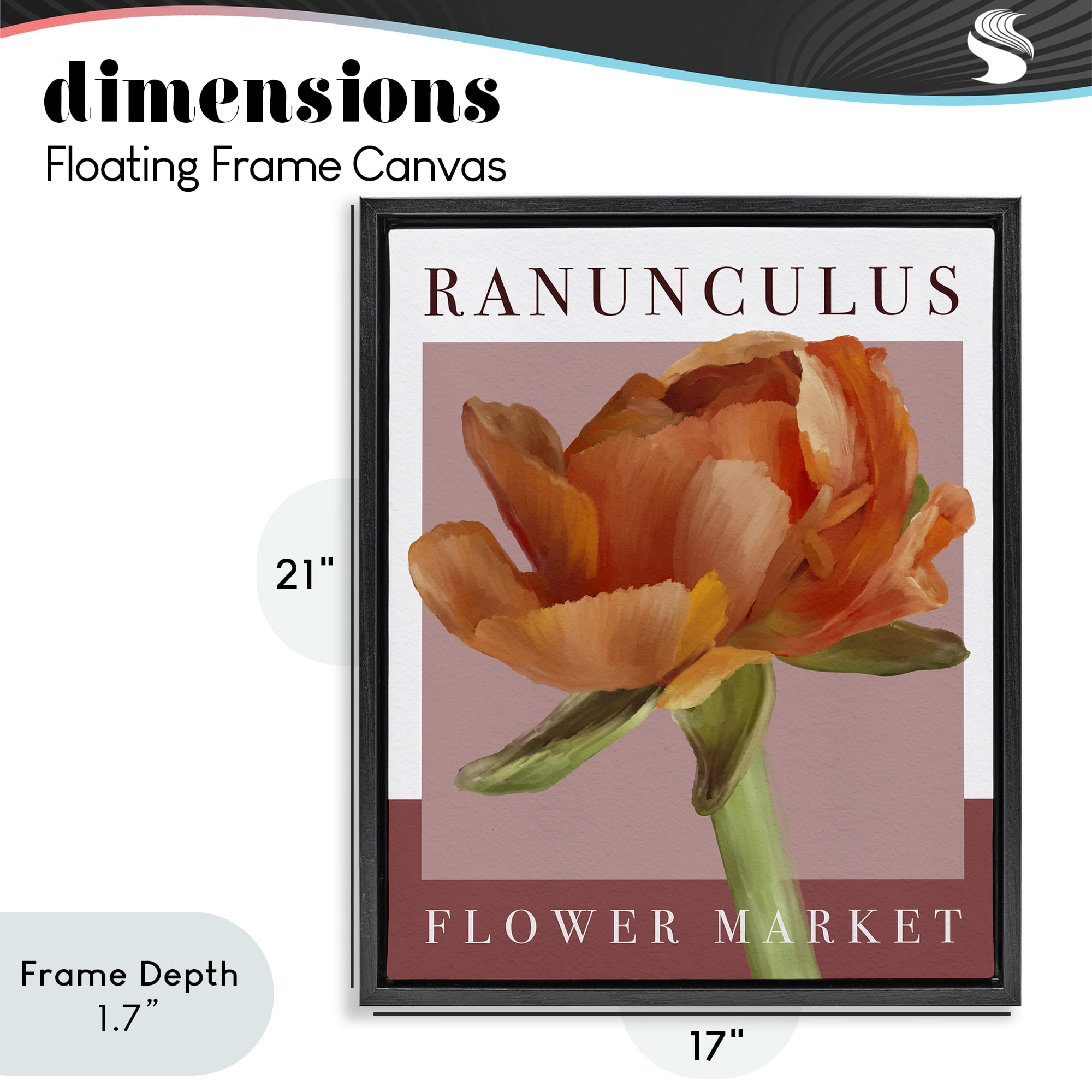 Stupell Industries Ranunculus Flower Market Black Framed Floater Canvas Wall Art, design by Jennifer Stith