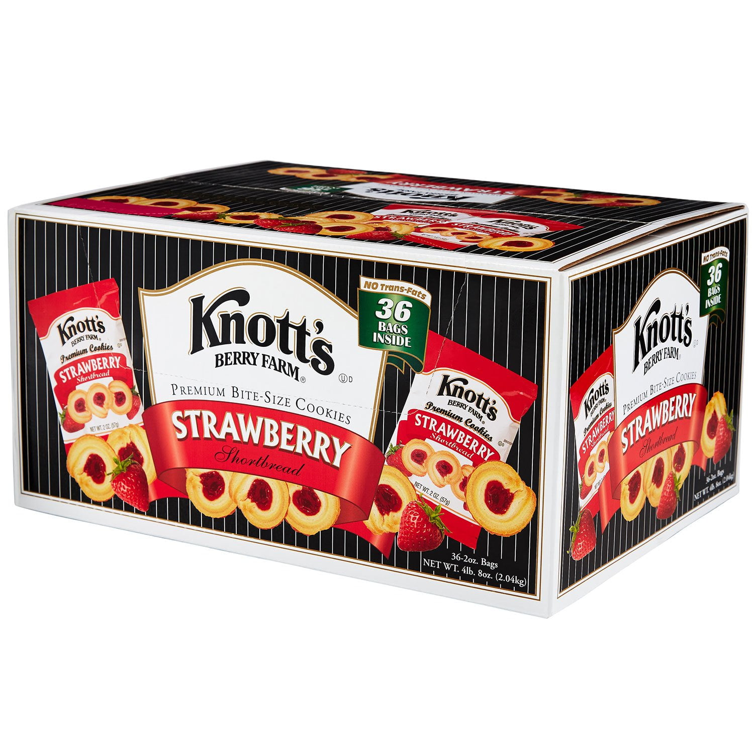 Knott's Berry Farm Premium Bite Size Shortbread Cookies Strawberry 2 oz. 36/Carton BIS59637