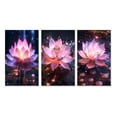 thumbnail image 2 of Designart "Pink Lotus with Light Filtering Through II" Lotus Wall Art Set Of 3 - Modern Pink Canvas Set For Living Room Decor, 2 of 6