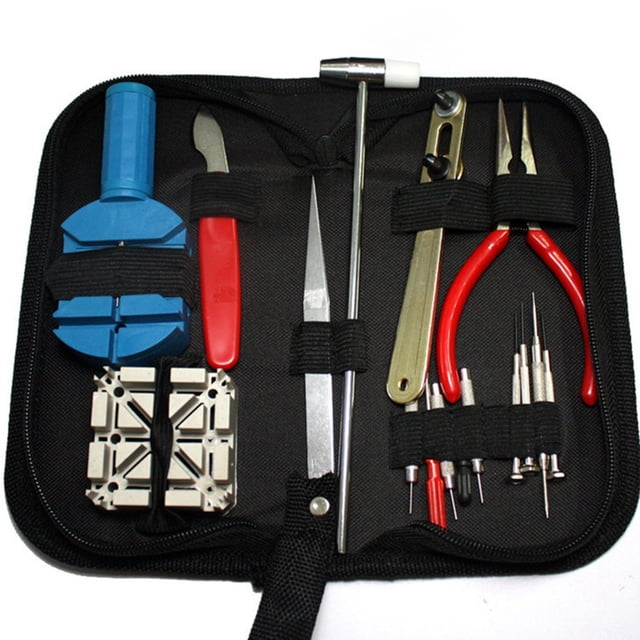 Kit de Réparation de Montre, 16 Pcs Outil de Réparation de Montre Kit de Réparation de Boîtier de Montre Kit d'Outils de Réparation de Montre Haute Capacité