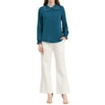 thumbnail image 3 of INSPIRE CHIC Chemises de Travail pour Femmes à Volants Doux Col Peter Pan Boutonnées S Bleu Paon, 3 of 7