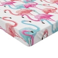 thumbnail image 2 of Ambesonne Watercolor Fitted Sheet, Hawaii Flamingos, Queen Size, Pale Blue Salmon Pink, 2 of 3