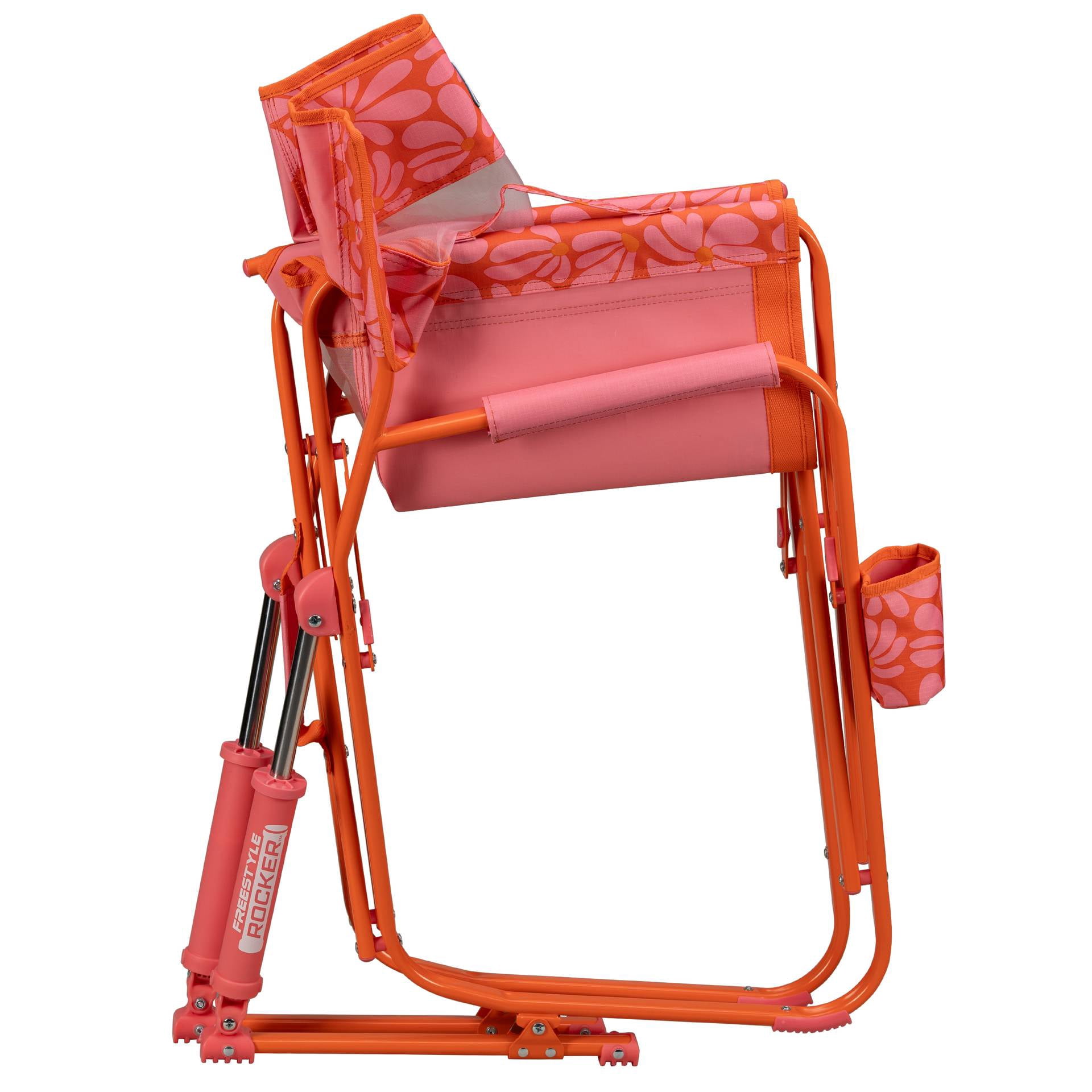 GCI Outdoor Freestyle Rocker Foldable Rocking Camp Chair, Orange Floral