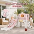 thumbnail image 4 of DKMOCO 9-in-1 Toddler Slide, Climber Slide PlaySet with Basketball Hoop, Ring Toss, Telescope , Indoor Outdoor Playset Playground, Pink, 4 of 8
