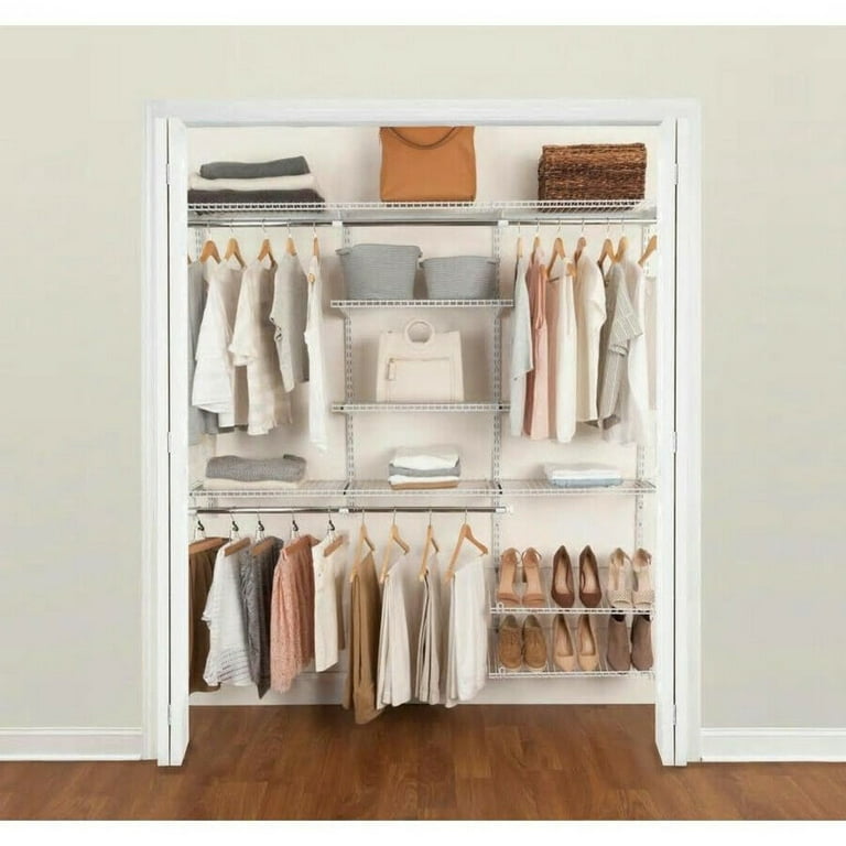 Rubbermaid Configurations 4-8 Feet Custom DIY Closet Organizer Kit, White