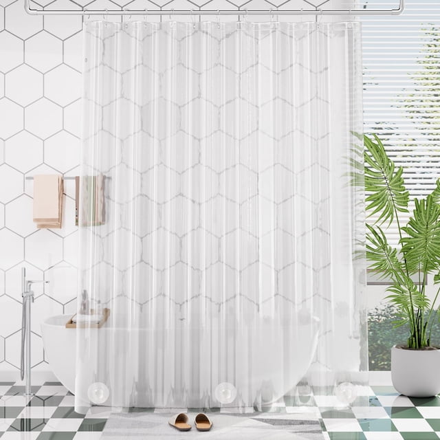 Cortina de ducha AmazerBath extralarga de PEVA transparente, 180 x 230 cm