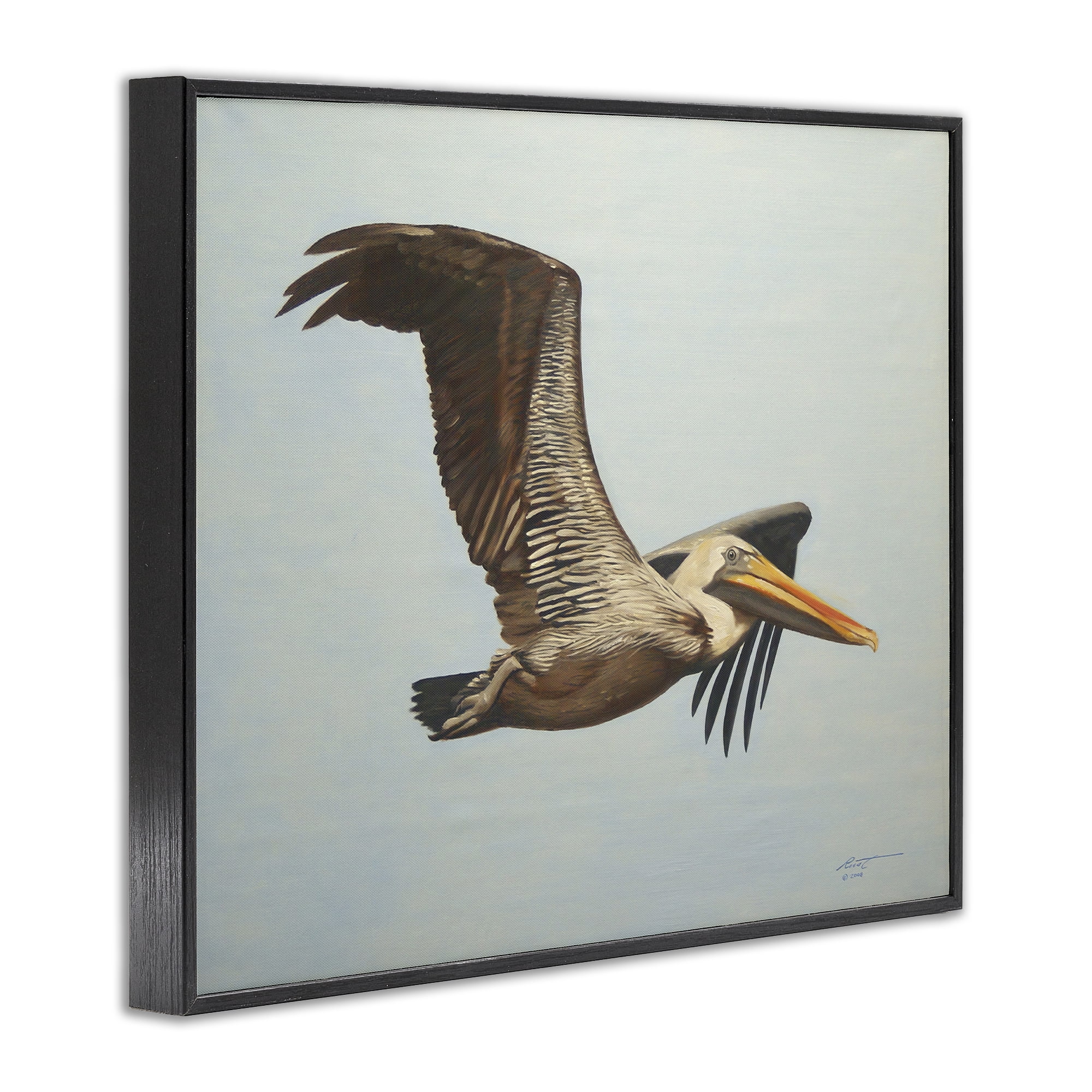 Stupell Industries Brown Pelican in Flight Animals & Insects Painting Black Framed Art Print Wall Art, 30 x 24
