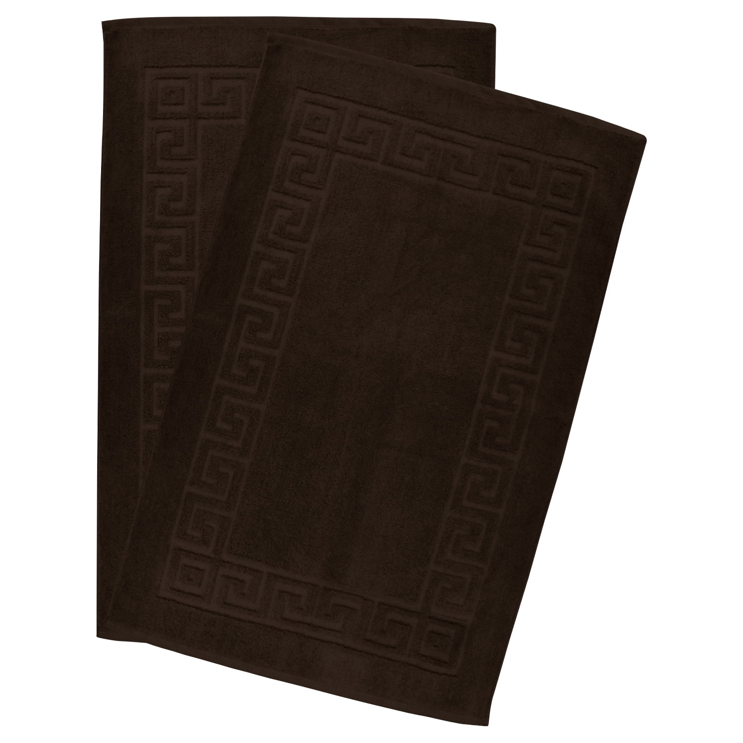 Dan River Brown Bath Mat Greek Set 2 piece 20x32 in Soft Quick Drying Cotton Bathroom Rugs