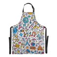 thumbnail image 6 of Yayeee Chief Kitchen Apron with Pockets for Cooking Water Resistant Unisex Adjustable Neck Strap, Doodle Pattern, 6 of 7