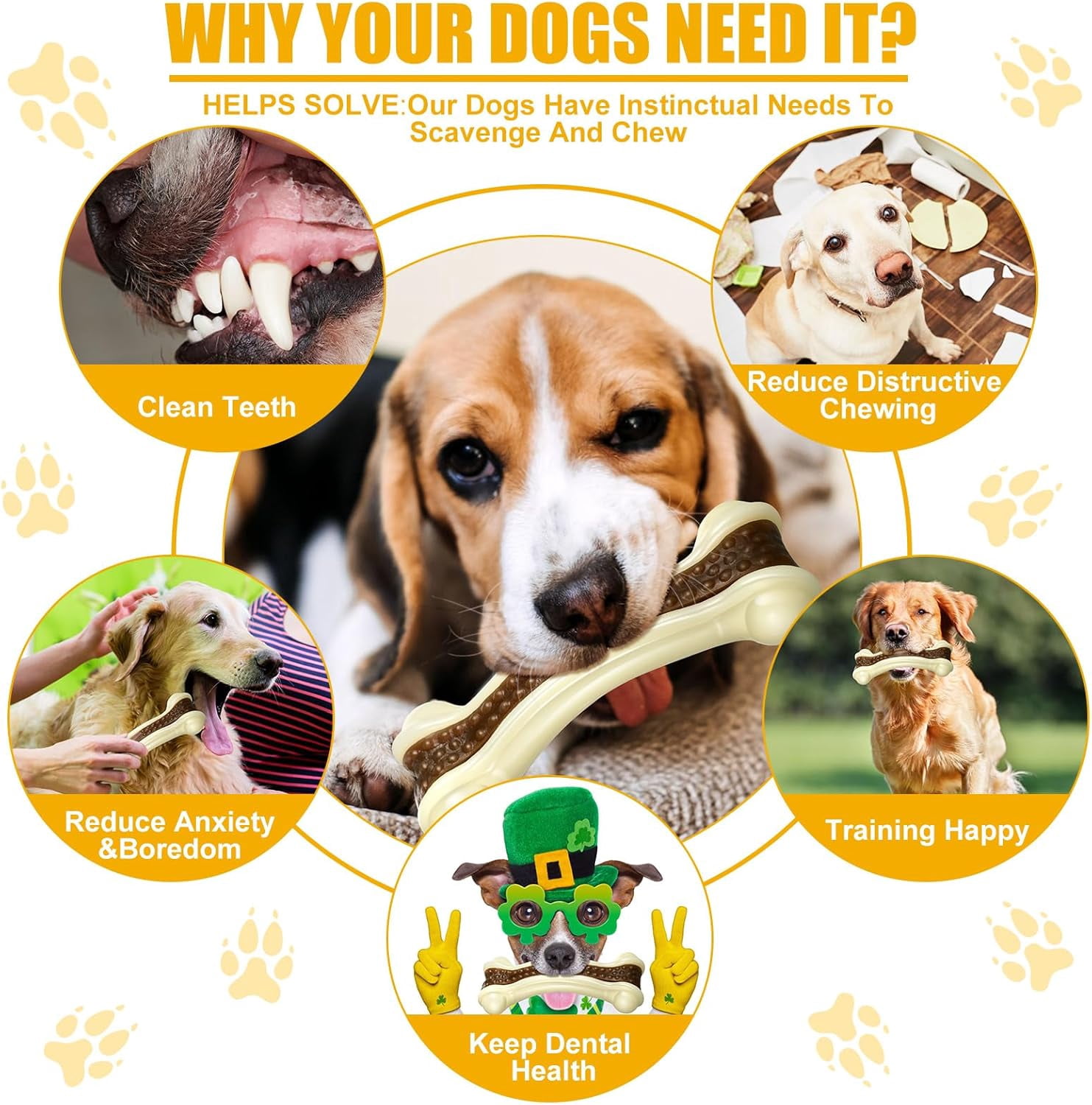 10 Pcs Dog Chew Toys for Aggressive Chewers Nylon Beef Flavor Dog Bones Tough Puppy Teething Toys Puppy Chew Bones for Large/Medium/Small Breed Dogs Puppies