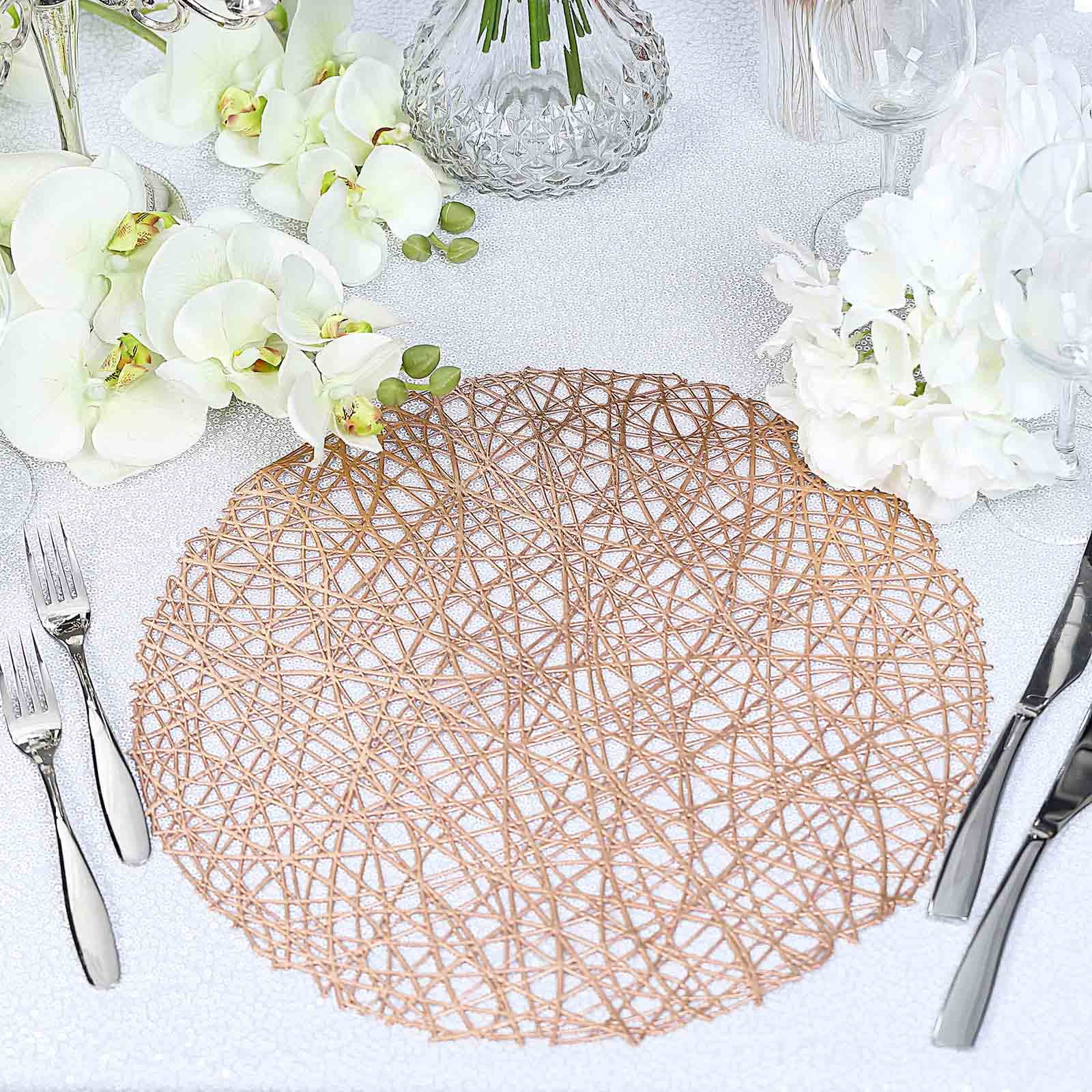 FFY Go Placemats Rose Gold Place Mats Dining Table Mats Waterproof Non-slip Nonstick Heat Resistant Christmas Decoration 4pcs 