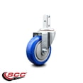 thumbnail image 2 of 4 Inch Blue Polyurethane Wheel Swivel 3/4 Inch Square Stem Caster SCC, 2 of 2