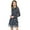 Dark Blue, variant on INSPIRE CHIC Women's Floral Printed Smocked Waist V Neck Long Sleeve Chiffon Dresses S Dark Blue