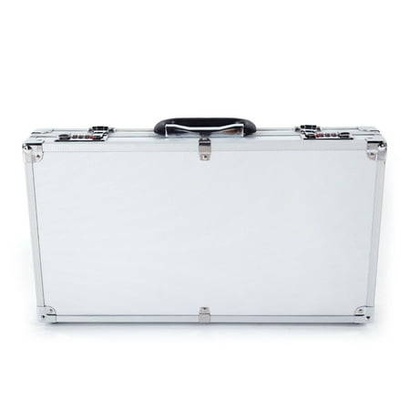 Kmowoo 45*25*7.5cm Aluminum Framed Locking Gun Pistol HandGun Lock Box Hard Storage Carry Case Silver
