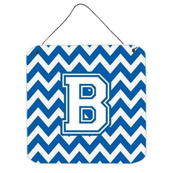Letter B Chevron Blue & White Wall or Door Hanging Prints, 6 x 0.02 x 6 in.