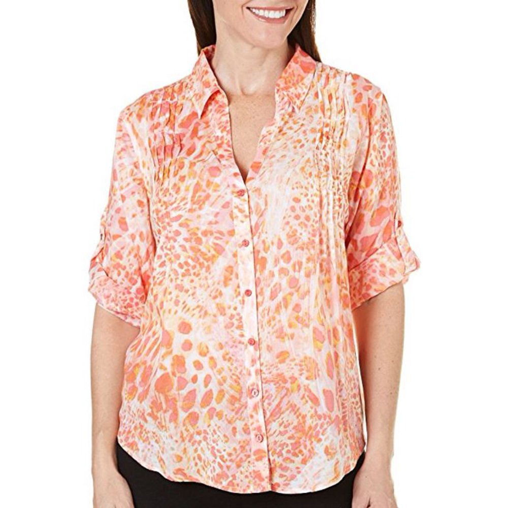 Gloria Vanderbilt Gloria Vanderbilt "GISELLE" Pintuck RollTab Sleeve