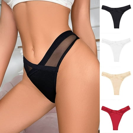 Kapxumo Summer Savings Clearance! Womens Solid Color Low Waist Mesh Transparent Underwear Thong  Sexy and Comfortable Lingerie  Breathable and Lightweight Thong for Everyday Wear