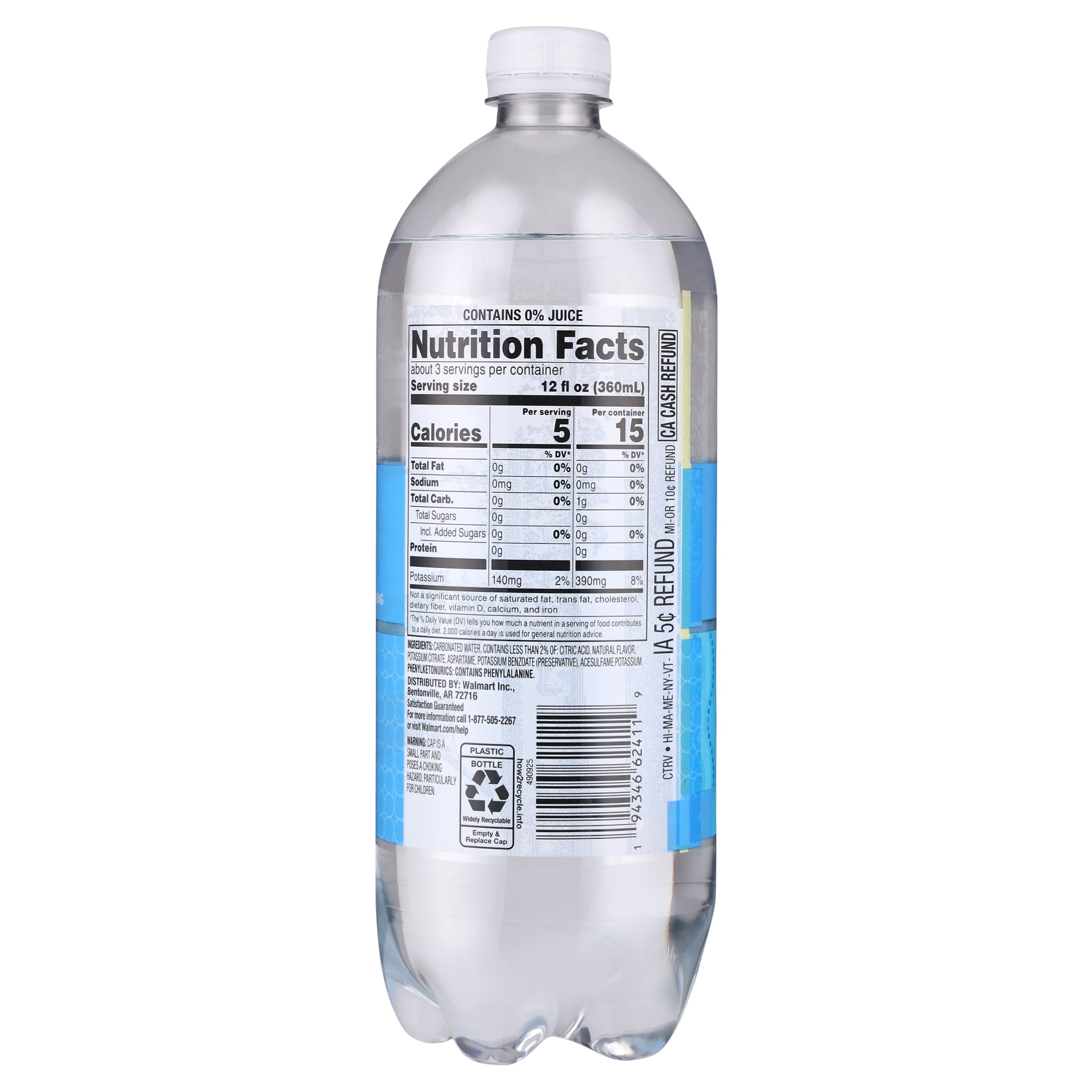(12 pack) Clear American Blue Raspberry Flavored Sparkling Water, 33.8 fl oz Bottle