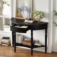 thumbnail image 2 of Euroco Farmhouse Half Moon Console Table, Narrow Sofa Table with Storage Shelf & 1 Drawer ,Wood Entryway Table Accent Table for Living Room, Hallway and Foyer,Black, 2 of 9