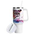 thumbnail image 2 of 40 Oz Car Handle Water Bottle Water Cup Water Bottle Water Jug Coffee Cup Travel Water Bottle Rainbow Watercolor Leopard, 2 of 8