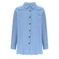 thumbnail image 6 of Womens Blouses Cotton Linen Long Sleeve Shirts Loose Casual Button Down Shirt Solid Color Tshirt V Neck Collared Loose Dressy Blouses Oversized Tees Lightweight Office Work Shirt, 6 of 7
