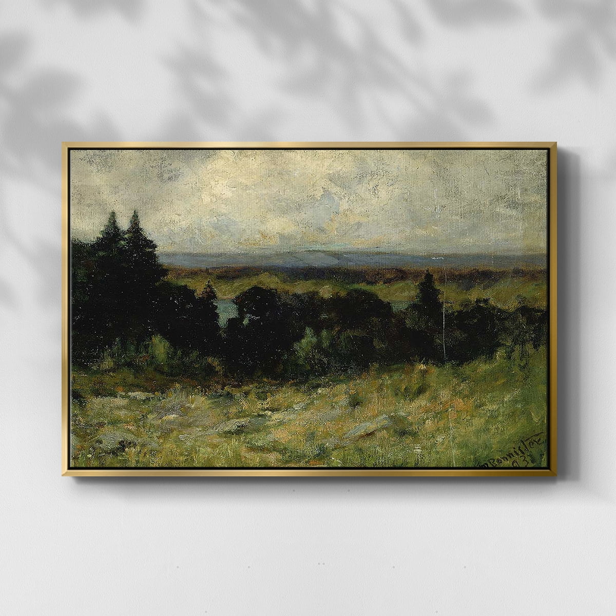 Vintage Landscape-MIII By Wexford Home Framed in Gold Wood Gallery Wrapped Canvas 25 in. x 37 in.