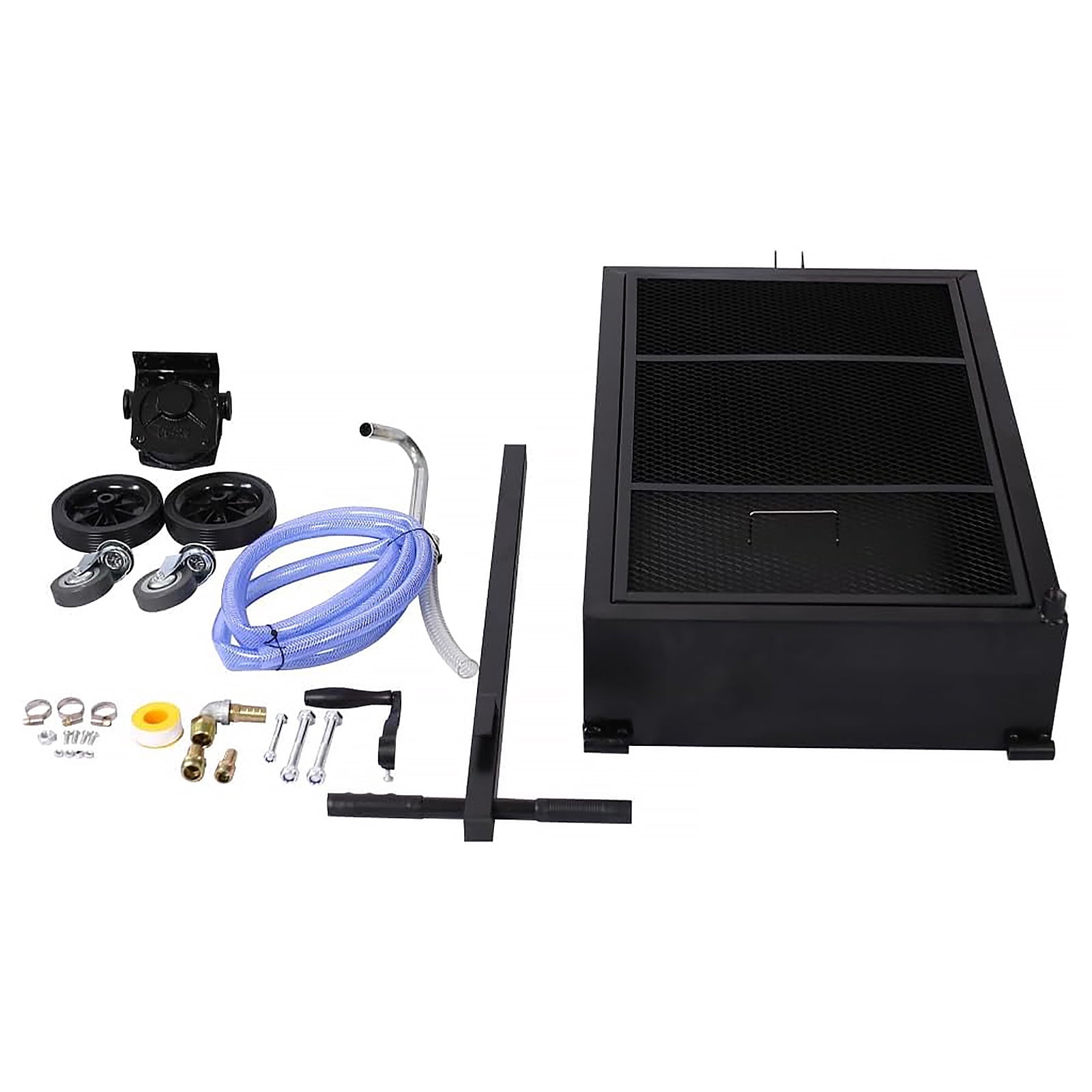 25 Gallon - Low Profile Oil Drain Pan, Oil Drain Pan with Manual Pump - Folding Handle, Heavy-Duty Mobile Oil Drain Tank with Locking Wheels & Filter Screen for Easy Truck, SUV Oil Changes