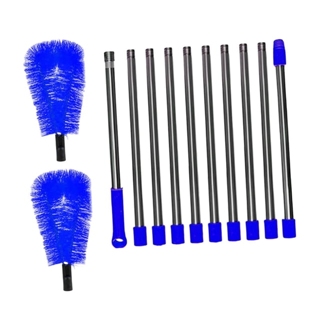 Zorion Gutter Cleaning Tool from Ground Flexible 13ft RV Rain Gutter Cleaning Brush Blue