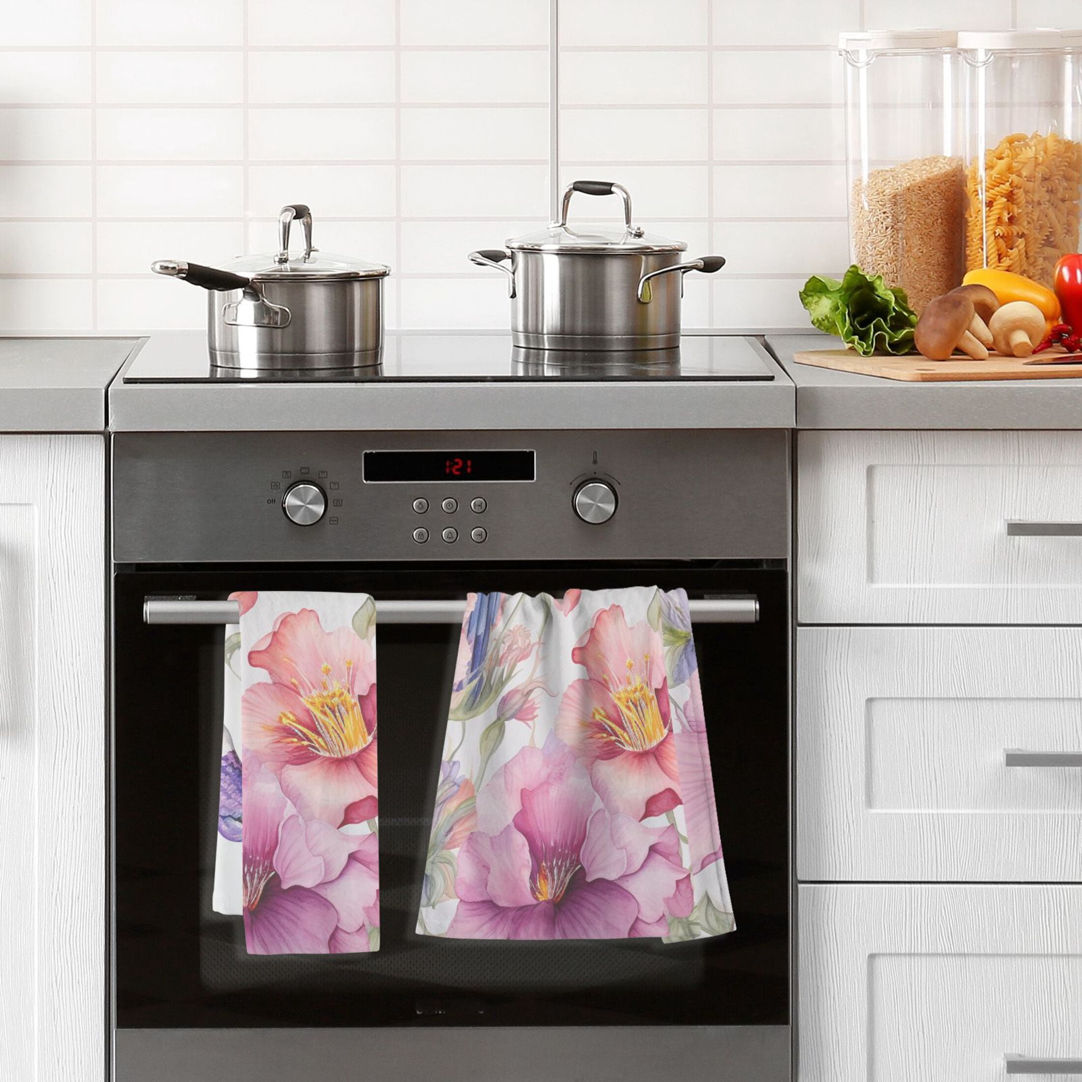 2 Pcs Hand Towel Set Couple Hummingbird with Flower Cotton Absorbent Soft Face Towels Bath Towels for Bathroom Kitchen Shower Hotel Decor 16"x28"