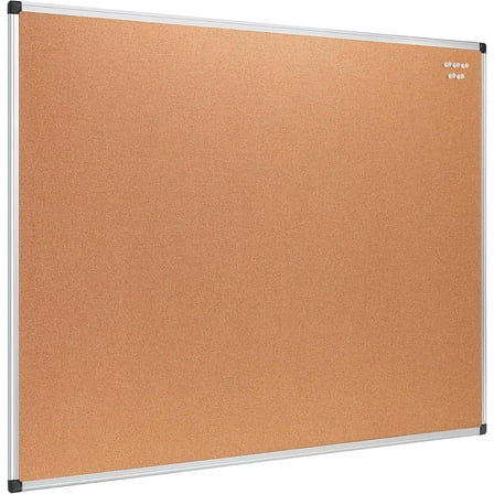Rectangular Bulletin Board, Wall Cork Board, Aluminum Frame, 35" x 47", Brown