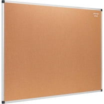 Rectangular Bulletin Board, Wall Cork Board, Aluminum Frame, 35" x 47", Brown