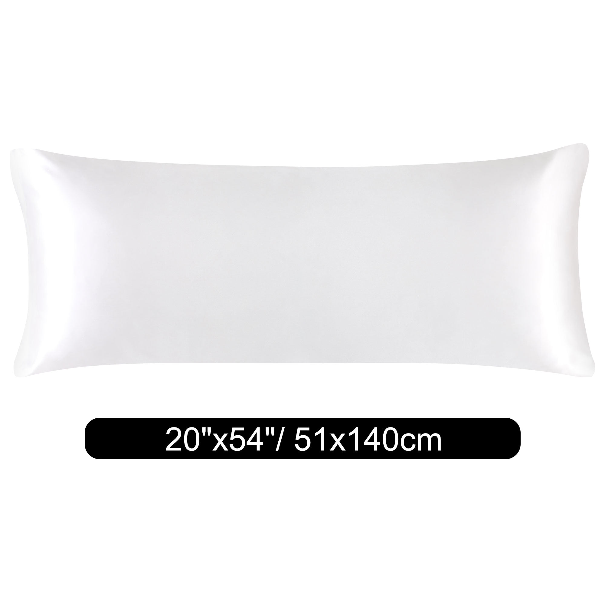 Unique Bargains Satin Body Pillowcases 2 Pcs Zipper Closure White 20"x54"