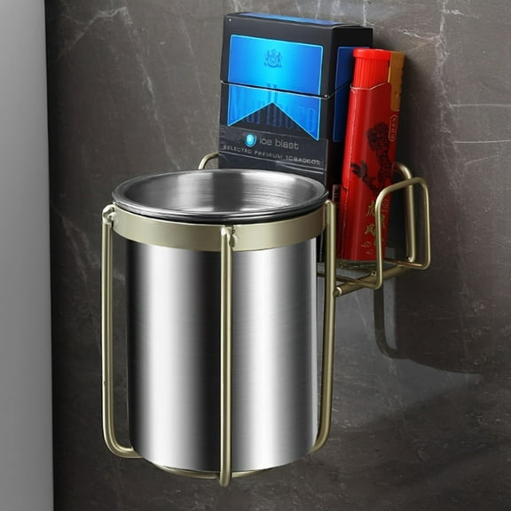 DODAMOUR Stainless Steel Cigarette Ashtray with Lid, Wall-Mounted Smoking Ashtray for Toilet Smokers, Large Size Windproof Ash tray for Bathroom Living Room Hotel Compartment