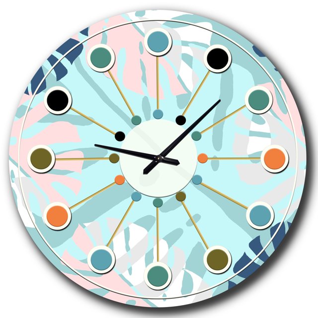 Designart « Motif Floral Rétro Ii Horloge Murale Moderne Mi-Siècle