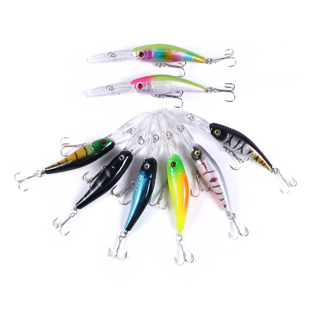 HENGJIA Minnow Bass Fishing Lures, Jerkbait Lure Set Hard Baits Crankbait for Catfish Trout Walleye Fishing Bait 8Pcs/kit