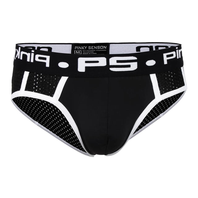 Hombres sexy de malla elástica Ropa interior de tiro bajo Calzoncillos deportivos M Negro METRO Colco calzoncillos de malla para hombres ropa interior