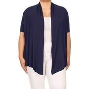 Women's Plus Size Casual Open Front Short Sleeve Cardigan