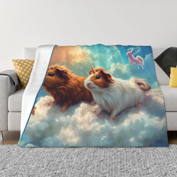 Balery Cloud Guinea Pig Manta de Franela con Dibujo, Lujo Ultra Suave y Cálido, Antipelusa y Resistente a las Arrugas para Cama, Sofá, Camping -80"x60"