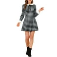 thumbnail image 5 of INSPIRE CHIC Women's Halloween Costumes Contrast Peter Pan Collar Long Sleeve A-Line Plaid Dress, 5 of 6